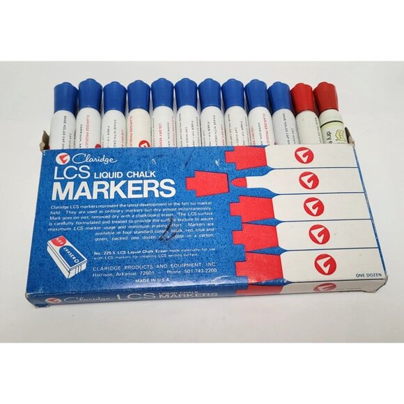 Vintage 2002 Claridge LCS Liquid Chalk Markers 12-Pack (One Dozen) 10 Blue 2 Red - Picture 10 of 10